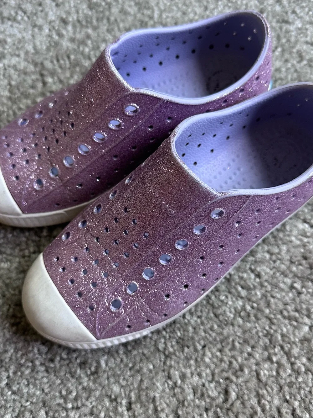 Size 13 purple sparkle native shoes